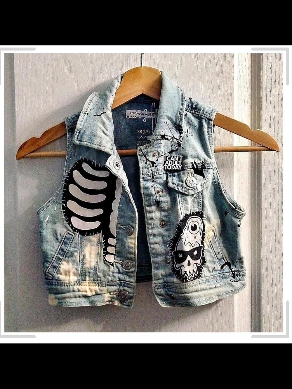 The Miss Fitts Light Wash Denim Vest for Kids - 'I Can't Adult Today'
